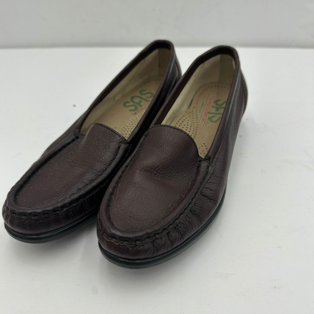SAS Tripad Comfort Womens 6 S Burgundy Leather Moc Toe Loafers Made in USA
